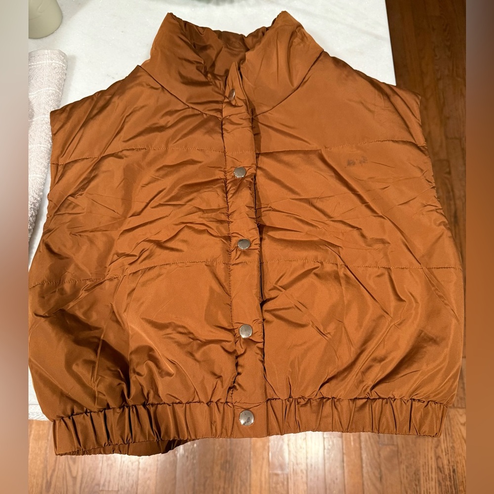 Women's Metallic Brown Puffer Vest